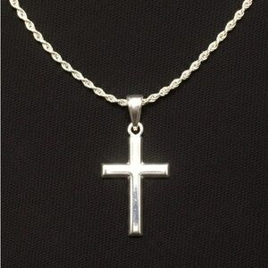Silver Rope Chain 2mm and Cross .925 Italy Stamped